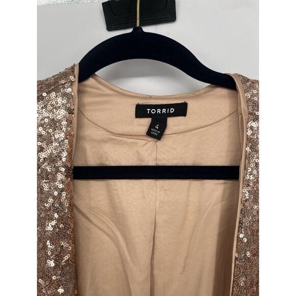 Torrid Stretch Sequin Mesh Long Line 3rd Piece Open Front Blazer Sz 4/4X - Picture 2 of 5